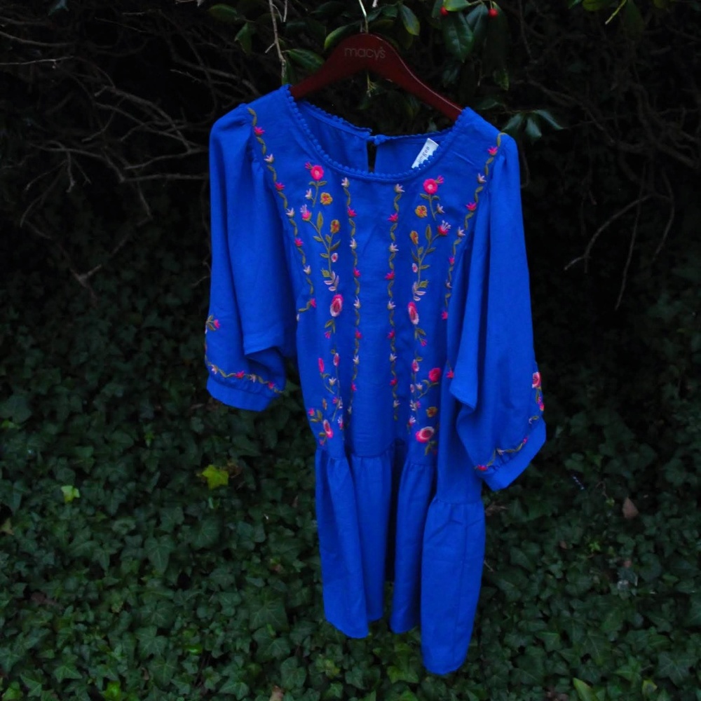 Deep Blue Floral Dress